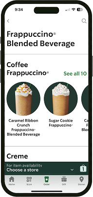 Starbucks app screen 2