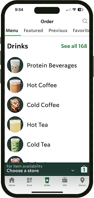 Starbucks app screen 3